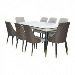 طاولة طعام رخام مع أرجل معدنية 8 كراسي