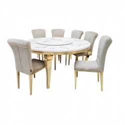 طاولة طعام رخام مع أرجل معدنية 6 كراسي طاولة طعام رخام مع أرجل معدنية 6 كراسي