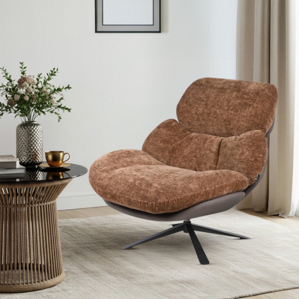 كرسي دوار فاخر تصميم حديث قماش كوفي