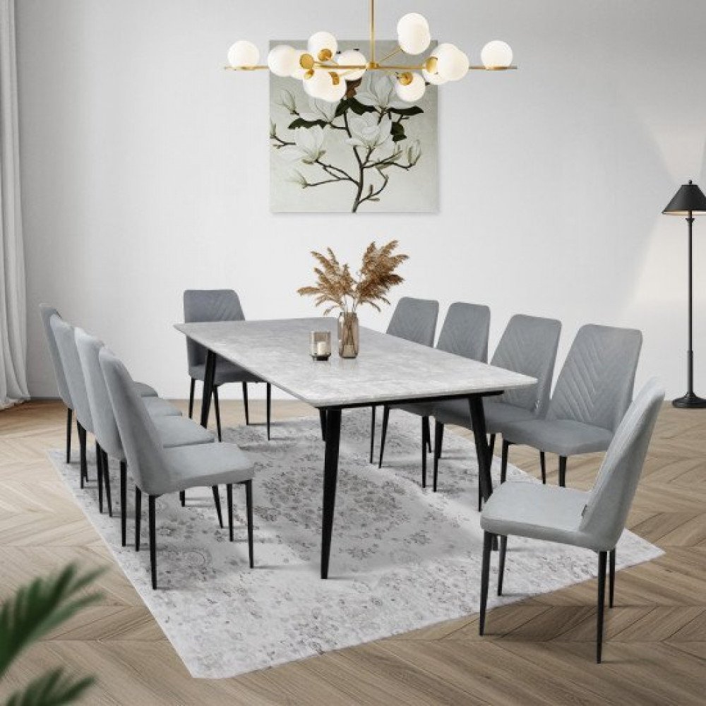 طاوله طعام خشب مع أرجل معدنية 10 كراسي