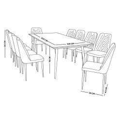 طاوله طعام خشب مع أرجل معدنية 10 كراسي