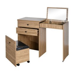 طاولة زينة مودرن خشبية مع مرآة ومقعد متحرك طاولة زينة مودرن خشبية مع مرآة ومقعد متحرك