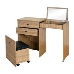 طاولة زينة مودرن خشبية مع مرآة ومقعد متحرك طاولة زينة مودرن خشبية مع مرآة ومقعد متحرك