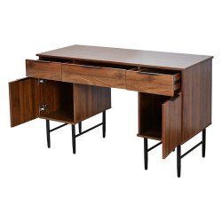 طاولة زينة خشب مع قاعدة معدنية بني طاولة زينة خشب مع قاعدة معدنية بني