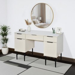 طاولة زينة خشب بقاعدة معدنية أبيض طاولة زينة خشب بقاعدة معدنية أبيض