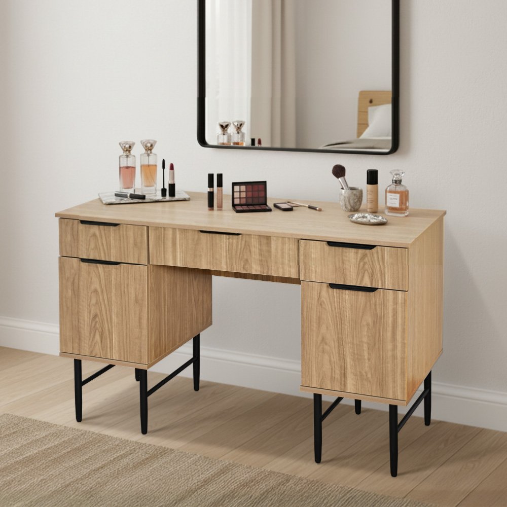 طاولة زينة مودرن خشب بقاعدة معدنية طاولة زينة مودرن خشب بقاعدة معدنية