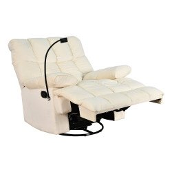 كرسي استرخاء فخم هزاز دوار بحامل جوال أوف وايت كرسي استرخاء فخم هزاز دوار بحامل جوال أوف وايت