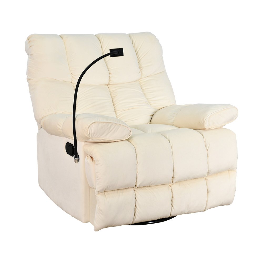 كرسي استرخاء فخم هزاز دوار بحامل جوال أوف وايت كرسي استرخاء فخم هزاز دوار بحامل جوال أوف وايت