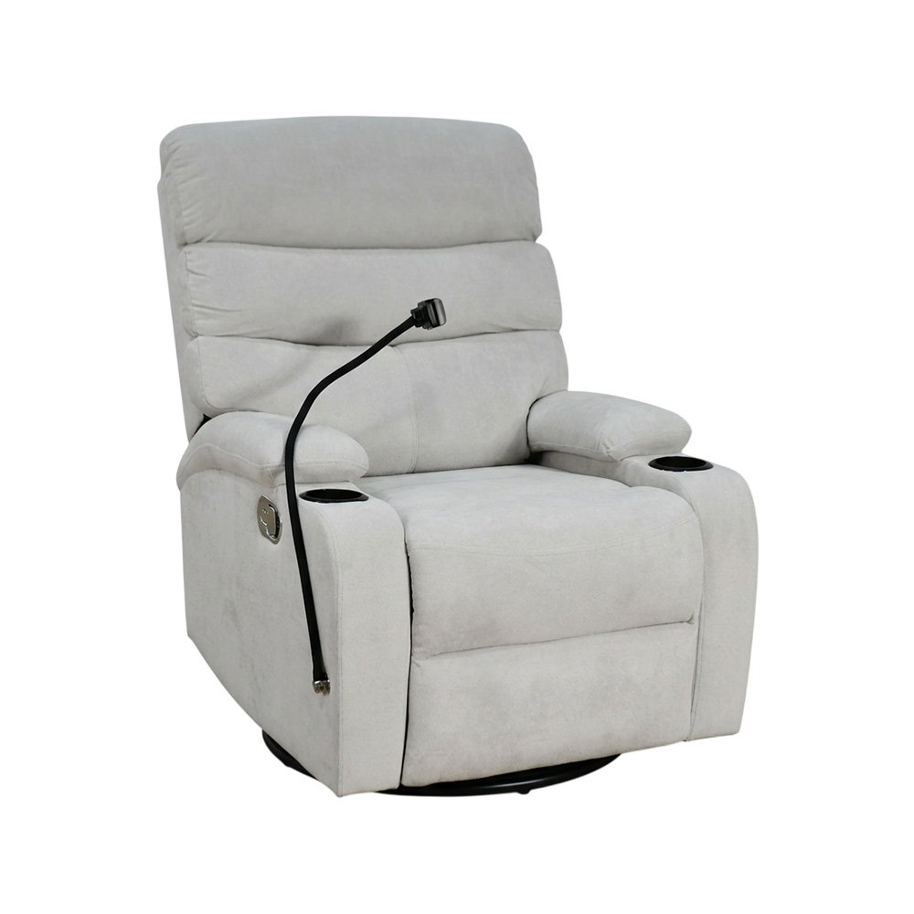 كرسي استرخاء هزاز دوار قماشي بحامل جوال رمادي كرسي استرخاء هزاز دوار قماشي بحامل جوال رمادي