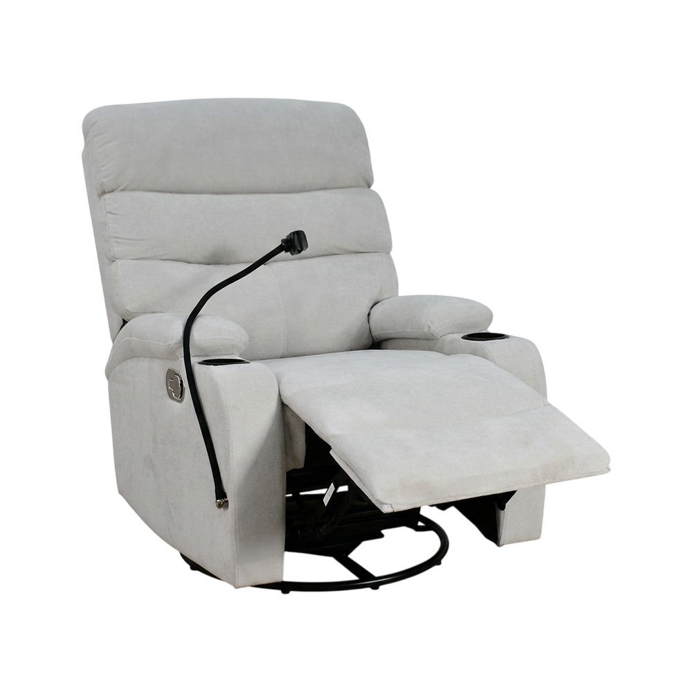 كرسي استرخاء هزاز دوار قماشي بحامل جوال رمادي كرسي استرخاء هزاز دوار قماشي بحامل جوال رمادي