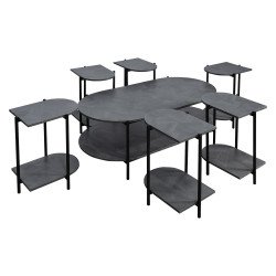 طقم طاولات خدمة 7 قطع 2 دور خشبي رمادي طقم طاولات خدمة 7 قطع 2 دور خشبي رمادي