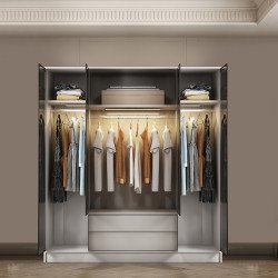 دولاب ملابس 4 باب ابيض زجاج مع إضاءة دولاب ملابس 4 باب ابيض زجاج مع إضاءة