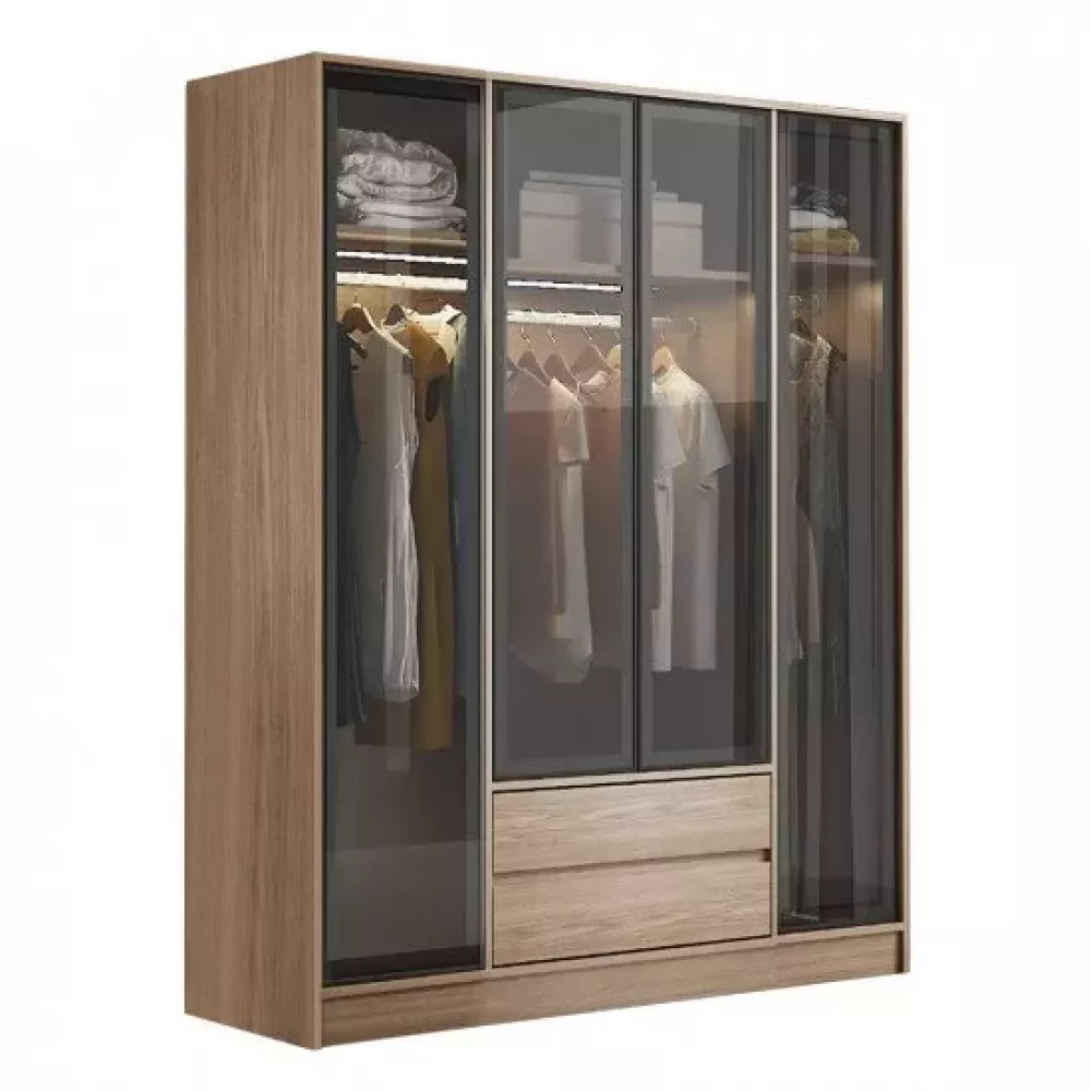 دولاب ملابس 4 باب زجاج مع إضاءة دولاب ملابس 4 باب زجاج مع إضاءة