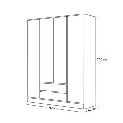 دولاب ملابس 4 باب زجاج مع إضاءة دولاب ملابس 4 باب زجاج مع إضاءة