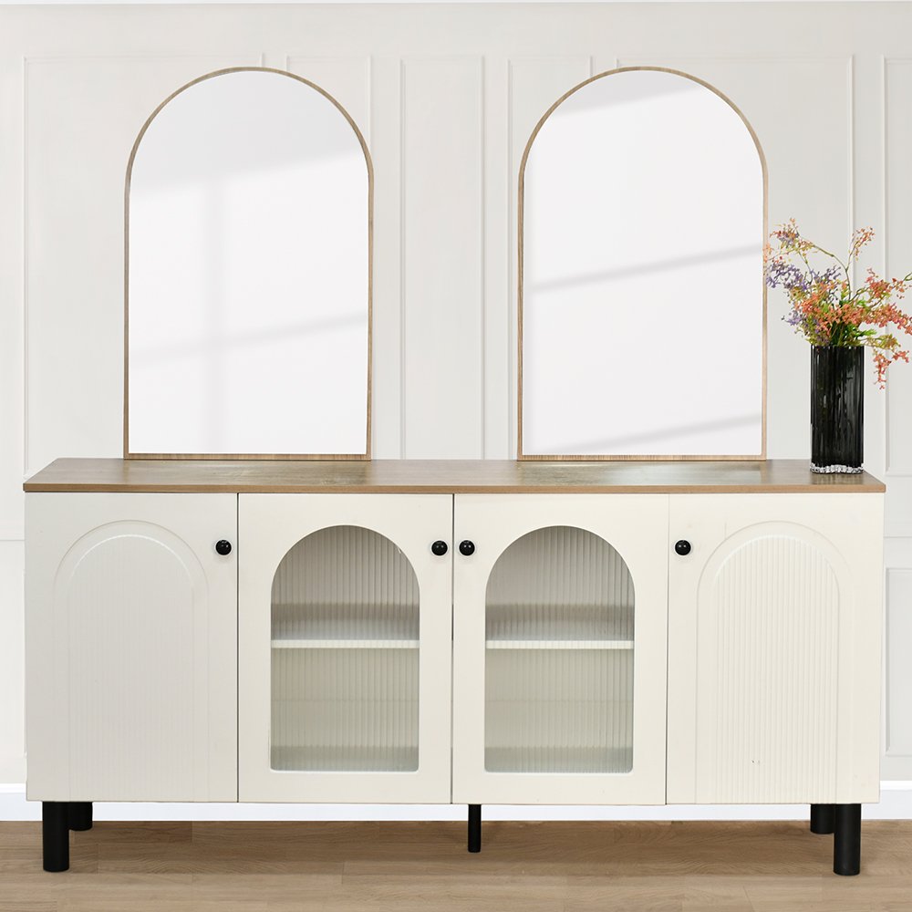 دولاب بوفيه خشب واكريلك مع مرآة 160 سم دولاب بوفيه خشب واكريلك مع مرآة 160 سم