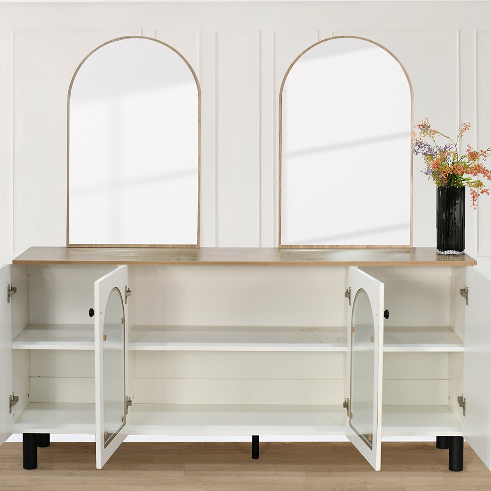 دولاب بوفيه خشب واكريلك مع مرآة 160 سم دولاب بوفيه خشب واكريلك مع مرآة 160 سم