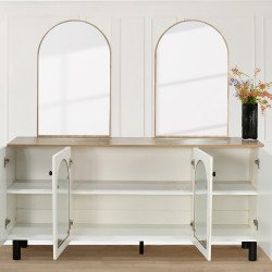 دولاب بوفيه خشب واكريلك مع مرآة 160 سم دولاب بوفيه خشب واكريلك مع مرآة 160 سم