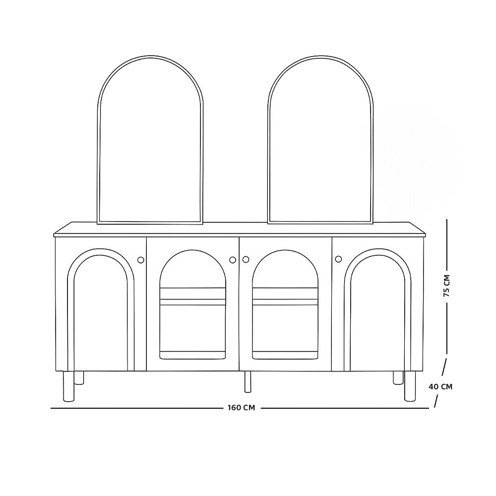 دولاب بوفيه خشب واكريلك مع مرآة 160 سم دولاب بوفيه خشب واكريلك مع مرآة 160 سم