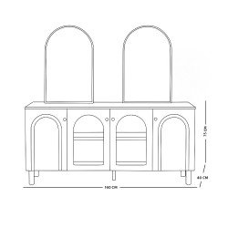 دولاب بوفيه خشب واكريلك مع مرآة 160 سم دولاب بوفيه خشب واكريلك مع مرآة 160 سم