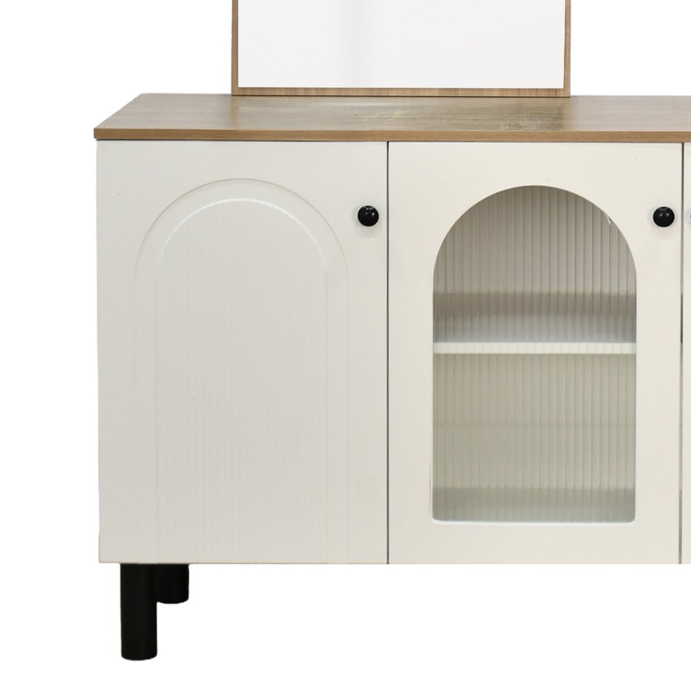 دولاب بوفيه خشب واكريلك مع مرآة 160 سم دولاب بوفيه خشب واكريلك مع مرآة 160 سم