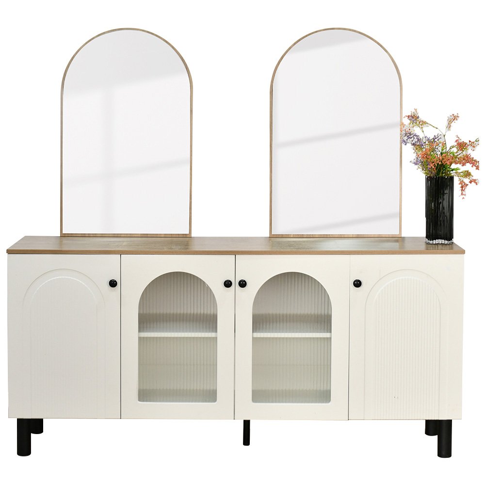 دولاب بوفيه خشب واكريلك مع مرآة 160 سم دولاب بوفيه خشب واكريلك مع مرآة 160 سم