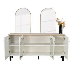 دولاب بوفيه خشب واكريلك مع مرآة 160 سم دولاب بوفيه خشب واكريلك مع مرآة 160 سم