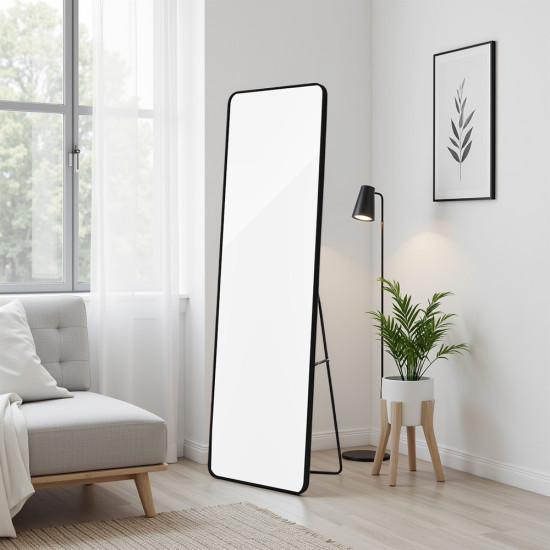 مرآة استاند عصرية بإطار أسود 170×60 سم