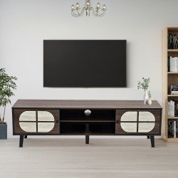 وحدة تلفزيون خشب بني×رمادي 160 سم وحدة تلفزيون خشب بني×رمادي 160 سم