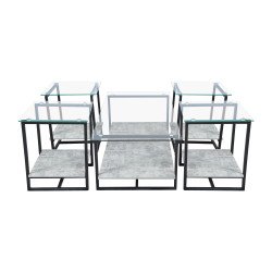 طقم طاولات خدمة 5 قطع من الزجاج رمادي طقم طاولات خدمة 5 قطع من الزجاج رمادي