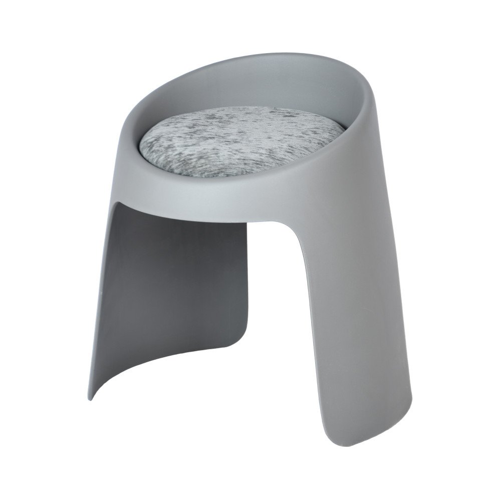 مقعد مستدير بلاستك مع قاعدة مخملة رمادي مقعد مستدير بلاستك مع قاعدة مخملة رمادي