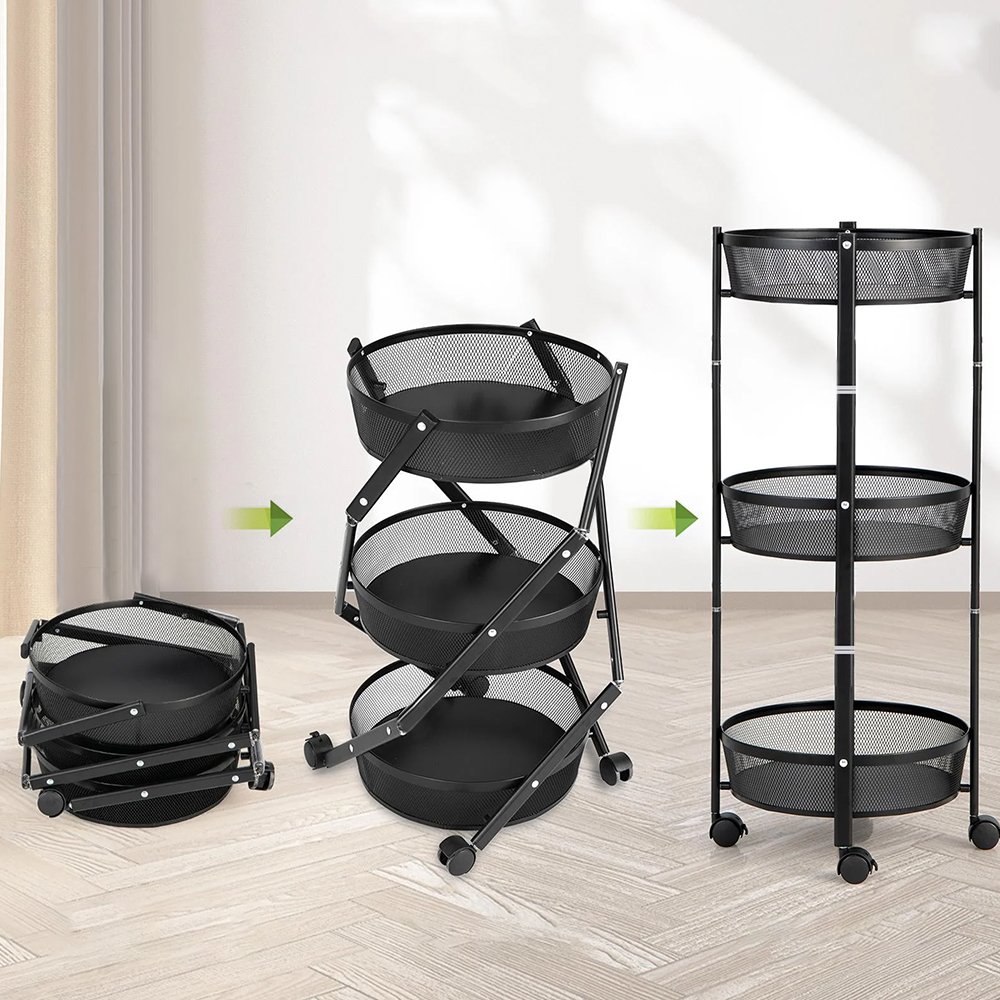 وحدة رفوف 3 أدوار اسطوانية اسود