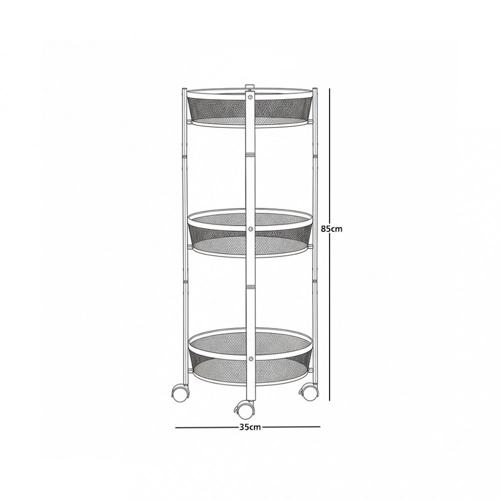 وحدة رفوف 3 أدوار اسطوانية اسود