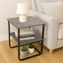 طاولة خدمة مفردة من الخشب والمعدن لون خشبي داكن