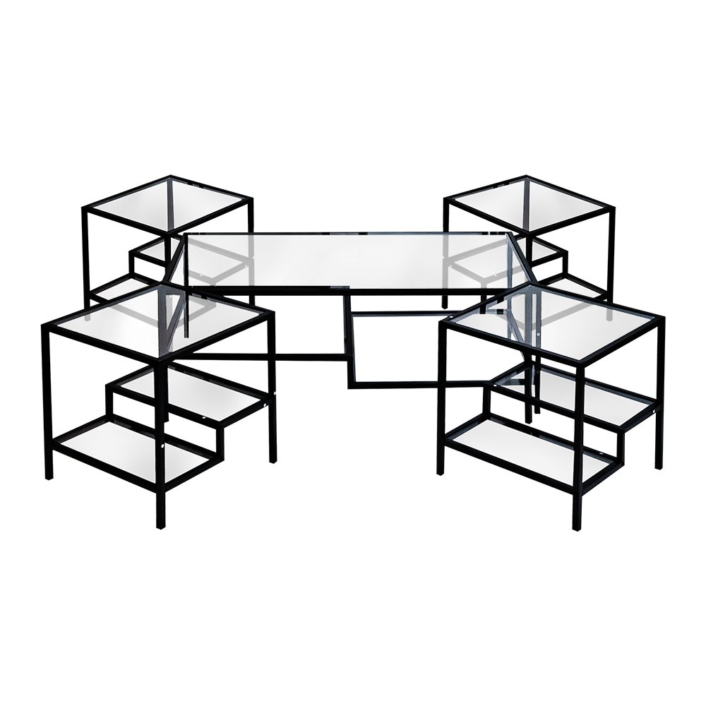 طقم طاولات خدمة 5 قطع من الزجاج