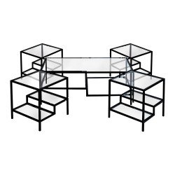 طقم طاولات خدمة 5 قطع من الزجاج