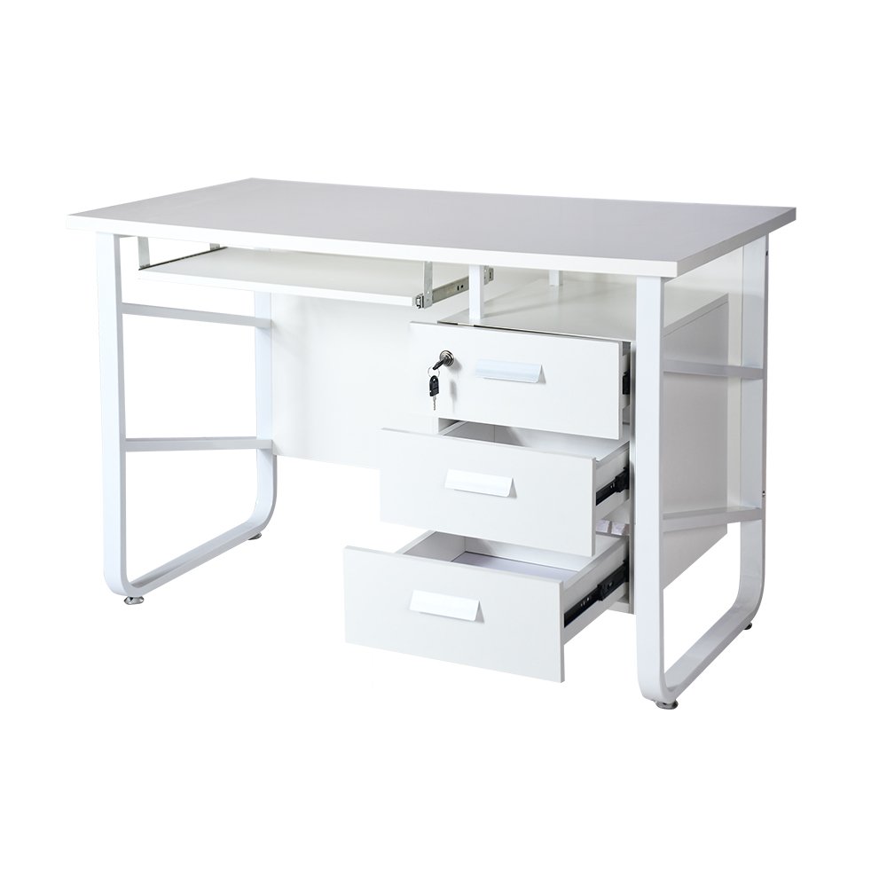 مكتب من الخشب والمعدن أبيض 120x60 سم