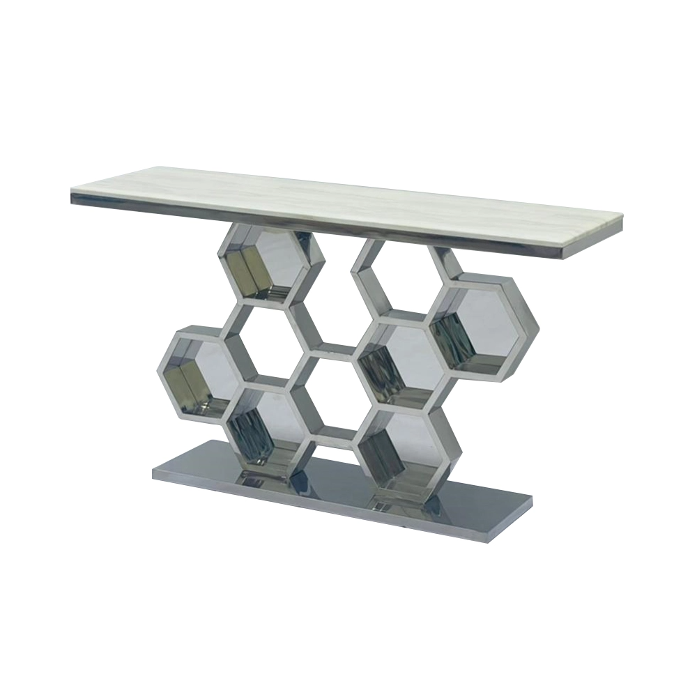 مدخل استقبال من الاستيل و الرخام  140سم 