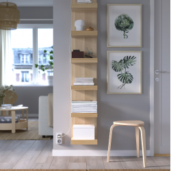 وحدة رف حائط, مظهر سنديان مصبوغ أبيض, ‎30x190 سم‏