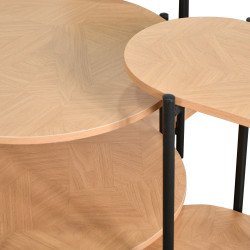 طقم طاولات خدمة 7 قطع 2 دور خشبي