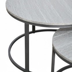 طقم طاولات خدمة 2 قطعة خشبي رمادي