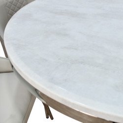 طاولة طعام فاخرة سطح رخامي دوار 6 كراسي رمادي طاولة طعام فاخرة سطح رخامي دوار 6 كراسي رمادي