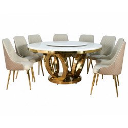 طاولة طعام فاخرة سطح رخام دوار 8 كراسي كافيه طاولة طعام فاخرة سطح رخام دوار 8 كراسي كافيه