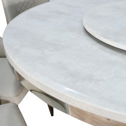 طاولة طعام فاخرة سطح رخامي دوار 8 كراسي رمادي طاولة طعام فاخرة سطح رخامي دوار 8 كراسي رمادي