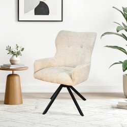 كرسي مفرد مودرن قماش بأرجل معدنية بيج