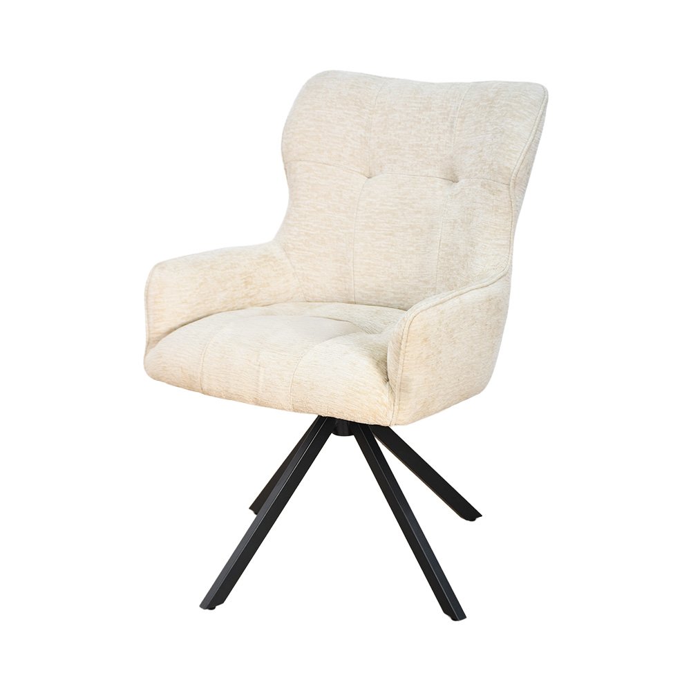 كرسي مفرد مودرن قماش بأرجل معدنية بيج