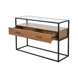 مدخل أستقبال سطح زجاجي بهيكل معدني بني