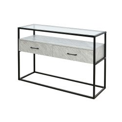 مدخل أستقبال سطح زجاجي بهيكل معدني رمادي