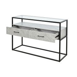 مدخل أستقبال سطح زجاجي بهيكل معدني رمادي