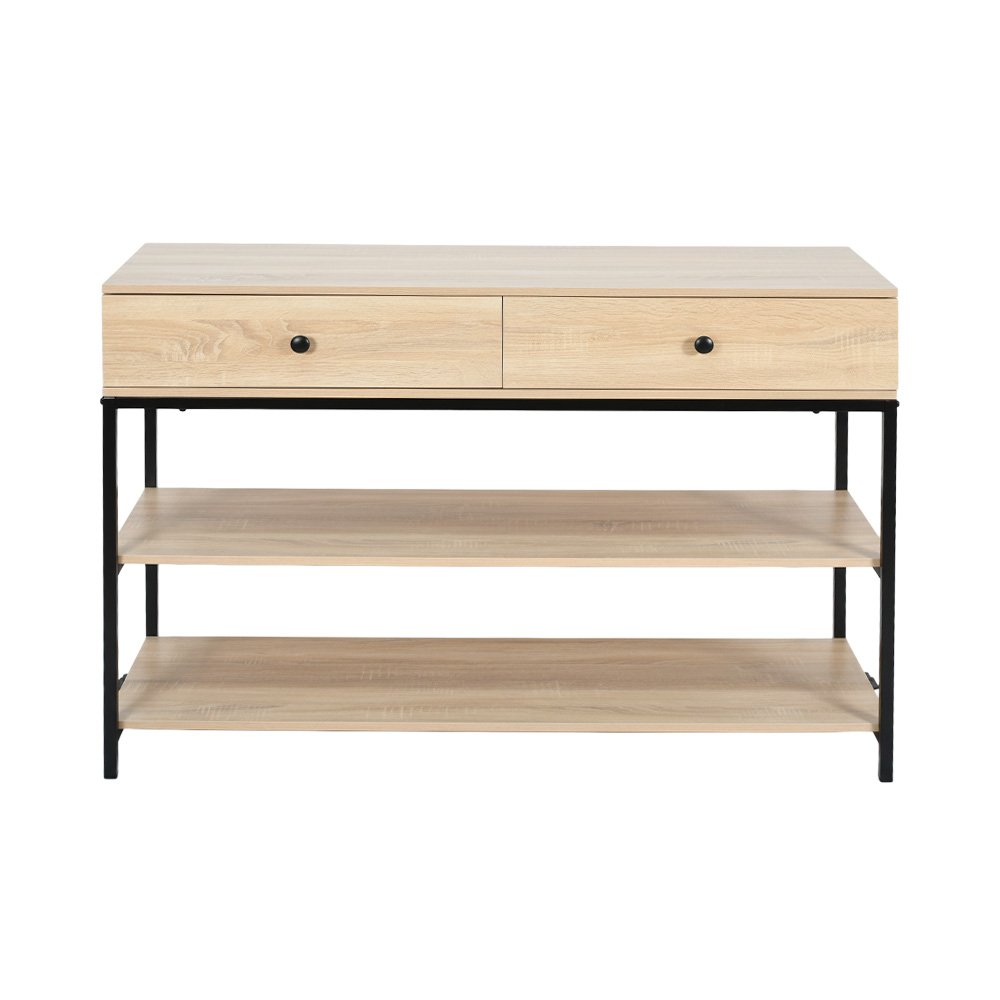 مدخل أستقبال خشبي مع 2 رف بهيكل معدني