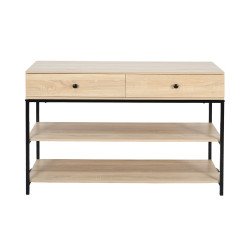 مدخل أستقبال خشبي مع 2 رف بهيكل معدني